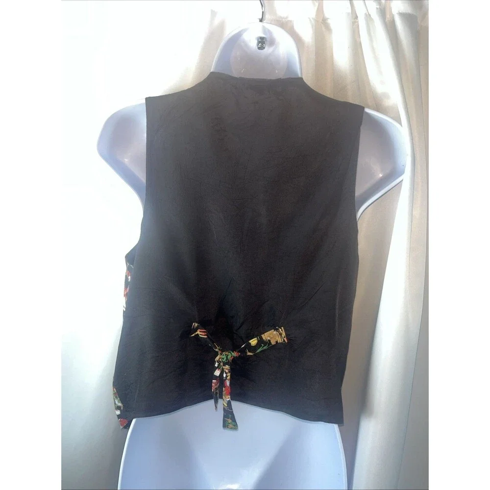 Vintage Robert-Lyn Women’s Graphic Farm Garden Vest With Buttons Size S Pockets - Picture 5 of 7
